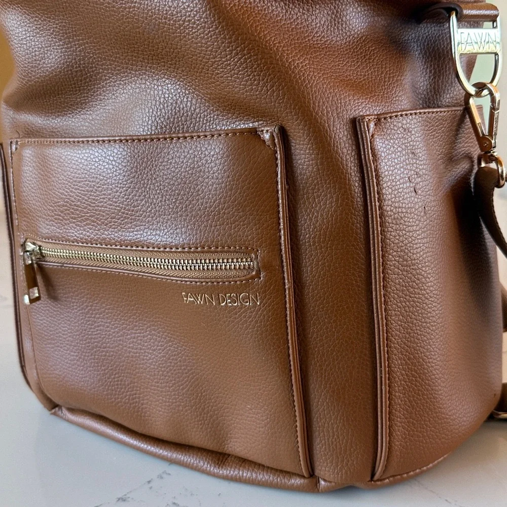 FAWN The Original Diaper Bag Backpack - Brown/ Cognac Color